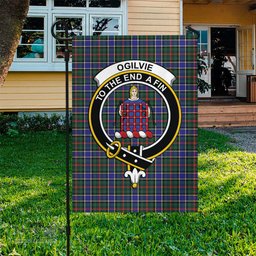 Scottish Ogilvie (Ogilvy) Hunting Modern Tartan Flag with Family Crest - Tartan Garden Flag Scottish Plaid Tartan Plaid - ScotsTee - scotstee.com