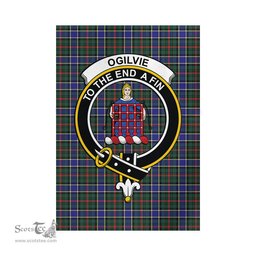 Scottish Ogilvie (Ogilvy) Hunting Modern Tartan Flag with Family Crest - Tartan Garden Flag Scottish Plaid Tartan Plaid - ScotsTee - scotstee.com