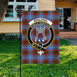Scottish Spalding Tartan Flag with Family Crest - Tartan Garden Flag Scottish Plaid Tartan Plaid - ScotsTee - scotstee.com