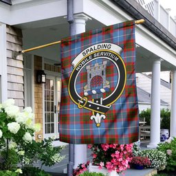 Scottish Spalding Tartan Flag with Family Crest - Tartan Garden Flag Scottish Plaid Tartan Plaid - ScotsTee - scotstee.com