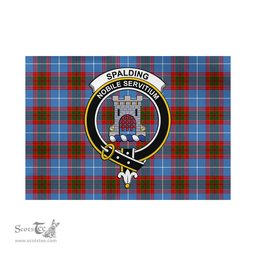 Scottish Spalding Tartan Flag with Family Crest - Tartan Garden Flag Scottish Plaid Tartan Plaid - ScotsTee - scotstee.com