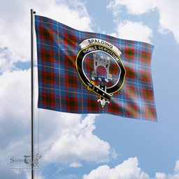 Scottish Spalding Tartan Flag with Family Crest - Tartan Garden Flag Scottish Plaid Tartan Plaid - ScotsTee - scotstee.com