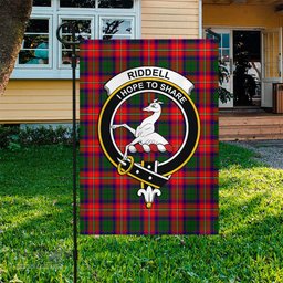 Scottish Riddell Tartan Flag with Family Crest - Tartan Garden Flag Scottish Plaid Tartan Plaid - ScotsTee - scotstee.com