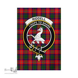 Scottish Riddell Tartan Flag with Family Crest - Tartan Garden Flag Scottish Plaid Tartan Plaid - ScotsTee - scotstee.com