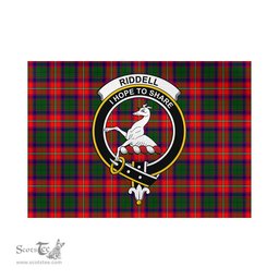 Scottish Riddell Tartan Flag with Family Crest - Tartan Garden Flag Scottish Plaid Tartan Plaid - ScotsTee - scotstee.com