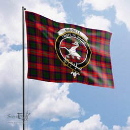 Scottish Riddell Tartan Flag with Family Crest - Tartan Garden Flag Scottish Plaid Tartan Plaid - ScotsTee - scotstee.com