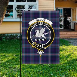 Scottish Nevoy Tartan Flag with Family Crest - Tartan Garden Flag Scottish Plaid Tartan Plaid - ScotsTee - scotstee.com