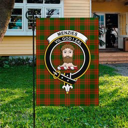 Scottish Menzies Green Modern Tartan Flag with Family Crest - Tartan Garden Flag Scottish Plaid Tartan Plaid - ScotsTee - scotstee.com