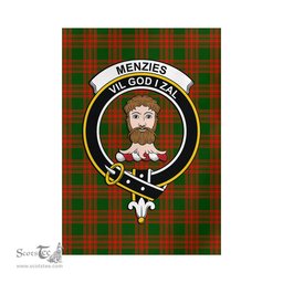 Scottish Menzies Green Modern Tartan Flag with Family Crest - Tartan Garden Flag Scottish Plaid Tartan Plaid - ScotsTee - scotstee.com