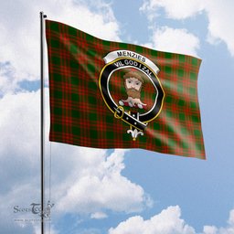 Scottish Menzies Green Modern Tartan Flag with Family Crest - Tartan Garden Flag Scottish Plaid Tartan Plaid - ScotsTee - scotstee.com