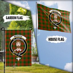 Scottish Menzies Green Modern Tartan Flag with Family Crest - Tartan Garden Flag Scottish Plaid Tartan Plaid - ScotsTee - scotstee.com