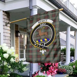 Scottish Scott Brown Ancient Tartan Flag with Family Crest - Tartan Garden Flag Scottish Plaid Tartan Plaid - ScotsTee - scotstee.com