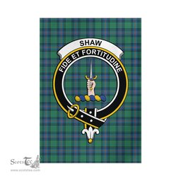 Scottish Shaw Ancient Tartan Flag with Family Crest - Tartan Garden Flag Scottish Plaid Tartan Plaid - ScotsTee - scotstee.com