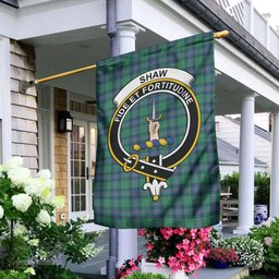 Scottish Shaw Ancient Tartan Flag with Family Crest - Tartan Garden Flag Scottish Plaid Tartan Plaid - ScotsTee - scotstee.com