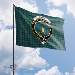 Scottish Shaw Ancient Tartan Flag with Family Crest - Tartan Garden Flag Scottish Plaid Tartan Plaid - ScotsTee - scotstee.com