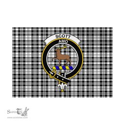 Scottish Scott Black White Tartan Flag with Family Crest - Tartan Garden Flag Scottish Plaid Tartan Plaid - ScotsTee - scotstee.com