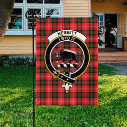 Scottish Nesbitt Modern Tartan Flag with Family Crest - Tartan Garden Flag Scottish Plaid Tartan Plaid - ScotsTee - scotstee.com