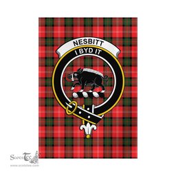 Scottish Nesbitt Modern Tartan Flag with Family Crest - Tartan Garden Flag Scottish Plaid Tartan Plaid - ScotsTee - scotstee.com