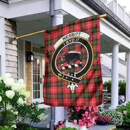 Scottish Nesbitt Modern Tartan Flag with Family Crest - Tartan Garden Flag Scottish Plaid Tartan Plaid - ScotsTee - scotstee.com