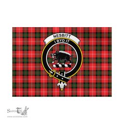 Scottish Nesbitt Modern Tartan Flag with Family Crest - Tartan Garden Flag Scottish Plaid Tartan Plaid - ScotsTee - scotstee.com