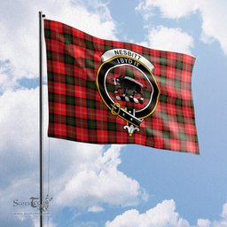 Scottish Nesbitt Modern Tartan Flag with Family Crest - Tartan Garden Flag Scottish Plaid Tartan Plaid - ScotsTee - scotstee.com