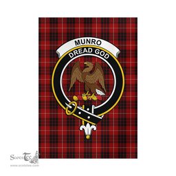 Scottish Munro Black and Red Tartan Flag with Family Crest - Tartan Garden Flag Scottish Plaid Tartan Plaid - ScotsTee - scotstee.com