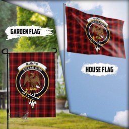 Scottish Munro Black and Red Tartan Flag with Family Crest - Tartan Garden Flag Scottish Plaid Tartan Plaid - ScotsTee - scotstee.com