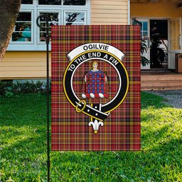 Scottish Ogilvie (Ogilvy) of Strathallan Tartan Flag with Family Crest - Tartan Garden Flag Scottish Plaid Tartan Plaid - ScotsTee - scotstee.com
