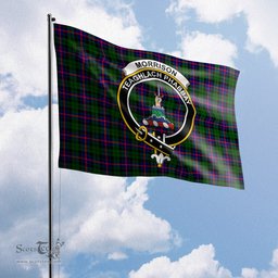 Scottish Morrison Modern Tartan Flag with Family Crest - Tartan Garden Flag Scottish Plaid Tartan Plaid - ScotsTee - scotstee.com