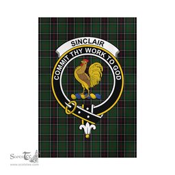 Scottish Sinclair Hunting Tartan Flag with Family Crest - Tartan Garden Flag Scottish Plaid Tartan Plaid - ScotsTee - scotstee.com