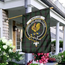 Scottish Sinclair Hunting Tartan Flag with Family Crest - Tartan Garden Flag Scottish Plaid Tartan Plaid - ScotsTee - scotstee.com