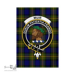 Scottish Muir Tartan Flag with Family Crest - Tartan Garden Flag Scottish Plaid Tartan Plaid - ScotsTee - scotstee.com