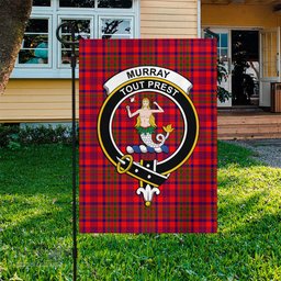 Scottish Murray of Tulloch Modern Tartan Flag with Family Crest - Tartan Garden Flag Scottish Plaid Tartan Plaid - ScotsTee - scotstee.com