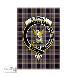 Scottish Stewart Navy Tartan Flag with Family Crest - Tartan Garden Flag Scottish Plaid Tartan Plaid - ScotsTee - scotstee.com