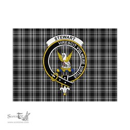 Scottish Stewart Black and White Tartan Flag with Family Crest - Tartan Garden Flag Scottish Plaid Tartan Plaid - ScotsTee - scotstee.com