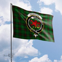 Scottish Primrose Tartan Flag with Family Crest - Tartan Garden Flag Scottish Plaid Tartan Plaid - ScotsTee - scotstee.com