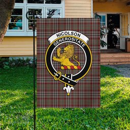 Scottish Nicolson Hunting Weathered Tartan Flag with Family Crest - Tartan Garden Flag Scottish Plaid Tartan Plaid - ScotsTee - scotstee.com
