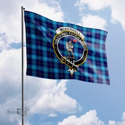 Scottish McKerrell Tartan Flag with Family Crest - Tartan Garden Flag Scottish Plaid Tartan Plaid - ScotsTee - scotstee.com