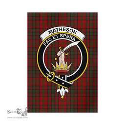 Scottish Matheson Dress Tartan Flag with Family Crest - Tartan Garden Flag Scottish Plaid Tartan Plaid - ScotsTee - scotstee.com