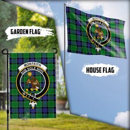 Scottish Monteith Tartan Flag with Family Crest - Tartan Garden Flag Scottish Plaid Tartan Plaid - ScotsTee - scotstee.com