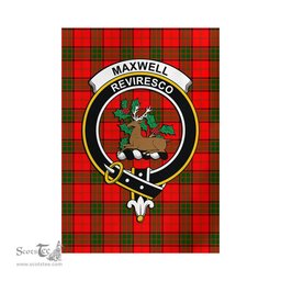 Scottish Maxwell Modern Tartan Flag with Family Crest - Tartan Garden Flag Scottish Plaid Tartan Plaid - ScotsTee - scotstee.com
