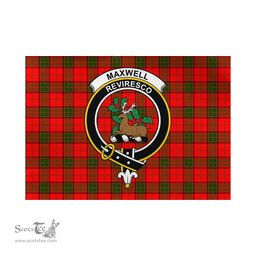 Scottish Maxwell Modern Tartan Flag with Family Crest - Tartan Garden Flag Scottish Plaid Tartan Plaid - ScotsTee - scotstee.com