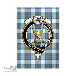Scottish Stewart Muted Blue Tartan Flag with Family Crest - Tartan Garden Flag Scottish Plaid Tartan Plaid - ScotsTee - scotstee.com
