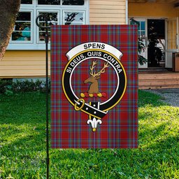 Scottish Spens Tartan Flag with Family Crest - Tartan Garden Flag Scottish Plaid Tartan Plaid - ScotsTee - scotstee.com