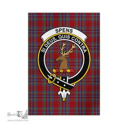 Scottish Spens Tartan Flag with Family Crest - Tartan Garden Flag Scottish Plaid Tartan Plaid - ScotsTee - scotstee.com