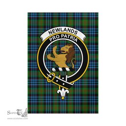 Scottish Newlands of Lauriston Tartan Flag with Family Crest - Tartan Garden Flag Scottish Plaid Tartan Plaid - ScotsTee - scotstee.com