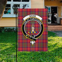 Scottish Shaw Red Modern Tartan Flag with Family Crest - Tartan Garden Flag Scottish Plaid Tartan Plaid - ScotsTee - scotstee.com