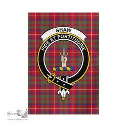 Scottish Shaw Red Modern Tartan Flag with Family Crest - Tartan Garden Flag Scottish Plaid Tartan Plaid - ScotsTee - scotstee.com