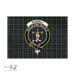 Scottish Russell Tartan Flag with Family Crest - Tartan Garden Flag Scottish Plaid Tartan Plaid - ScotsTee - scotstee.com