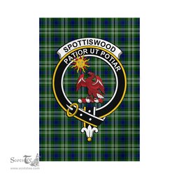 Scottish Spottiswood Tartan Flag with Family Crest - Tartan Garden Flag Scottish Plaid Tartan Plaid - ScotsTee - scotstee.com